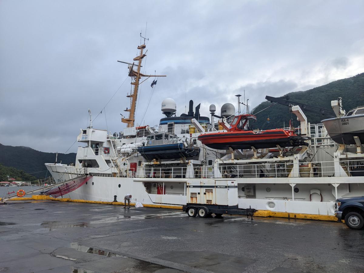 NOAA Ship Rainier at the dock in Pago Pago, American Samoa