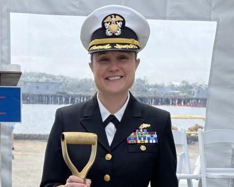 NOAA Corps Officer Amanda Goeller in dress blue uniform