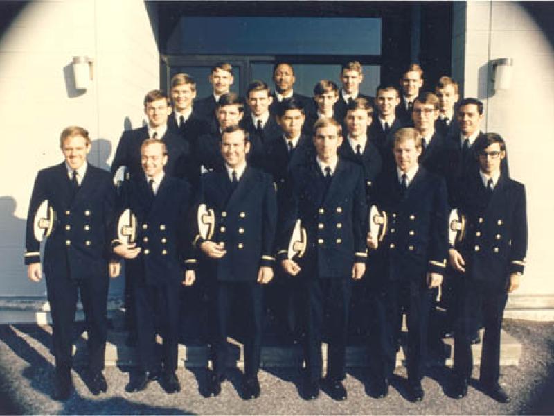 (left to right)Front Row: Howard Herz, Ronald Smolowitz, Stephen Schwartz, Ronald Gester, William Hornick, Harvey Parry Second Row: Raymond Reilly, Stephen Anderly, Raymond Louis, George Fuller, Robert Johnson, William Viertel Third Row: Robert Rushing, Wayne Hoyle, Thomas Goforth, Donald Nostrant, Robert Roush Fourth Row: John Annett, Stewart McGee, Thomas Richards, Archibald Davis 