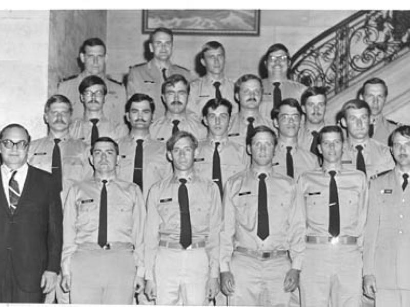 (left to right) Front Row: Dr. Robert M. White (NOAA Administrator), Sellers, Wert, Floyd, Tracy, LT Daniels (NOTC Staff) 2nd Ro