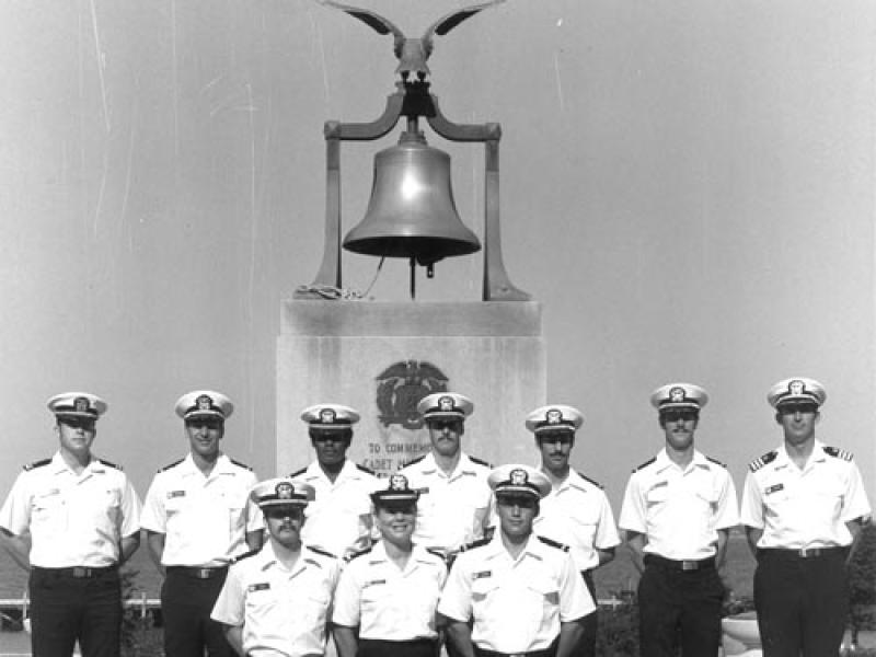 Back Row: Parsons, James M. Sherwood, Michael Mallette, John W. Humphrey, Jr.,  Goldenberg, Bergmann, CDR Walter F. Forster II (