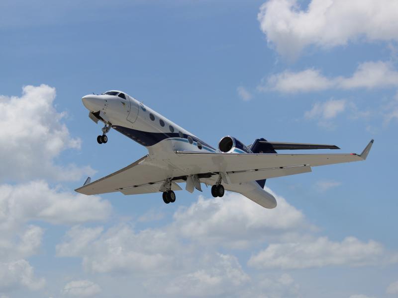 NOAA Gulfstream IV-SP taking off from Lakeland Linder Regional Airport