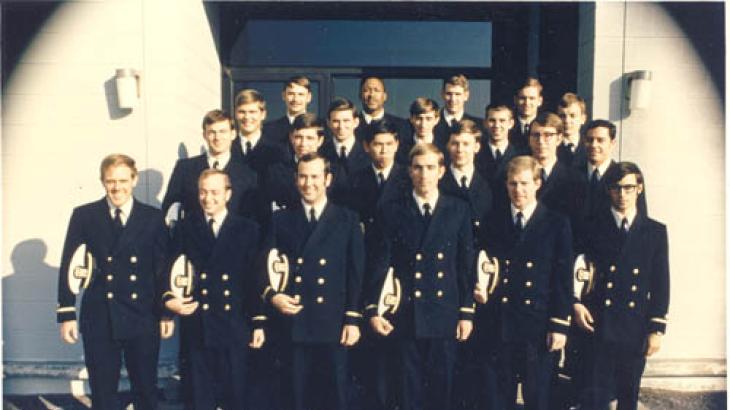 (left to right)Front Row: Howard Herz, Ronald Smolowitz, Stephen Schwartz, Ronald Gester, William Hornick, Harvey Parry Second Row: Raymond Reilly, Stephen Anderly, Raymond Louis, George Fuller, Robert Johnson, William Viertel Third Row: Robert Rushing, Wayne Hoyle, Thomas Goforth, Donald Nostrant, Robert Roush Fourth Row: John Annett, Stewart McGee, Thomas Richards, Archibald Davis 