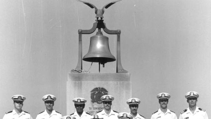 Back Row: Parsons, James M. Sherwood, Michael Mallette, John W. Humphrey, Jr.,  Goldenberg, Bergmann, CDR Walter F. Forster II (