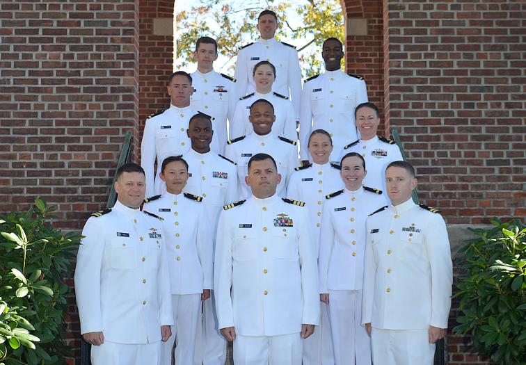 NOAA Corps Basic Officer Training Class 138 members in their service dress white uniforms