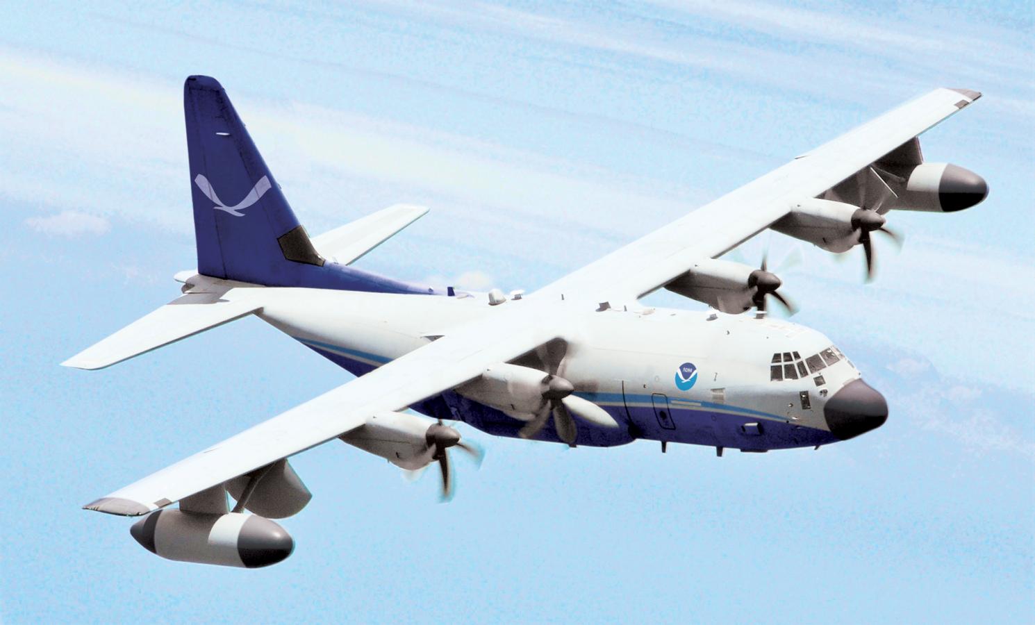 Artist's rendering of a NOAA C-130J aircraft