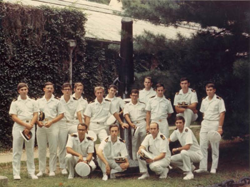 (left to right) Standing: Howard Evoy, Denis Redwine, Robert Qualset, Carl Ullman, Max Ethridge, David MacFarland,  Jan McCabe, 