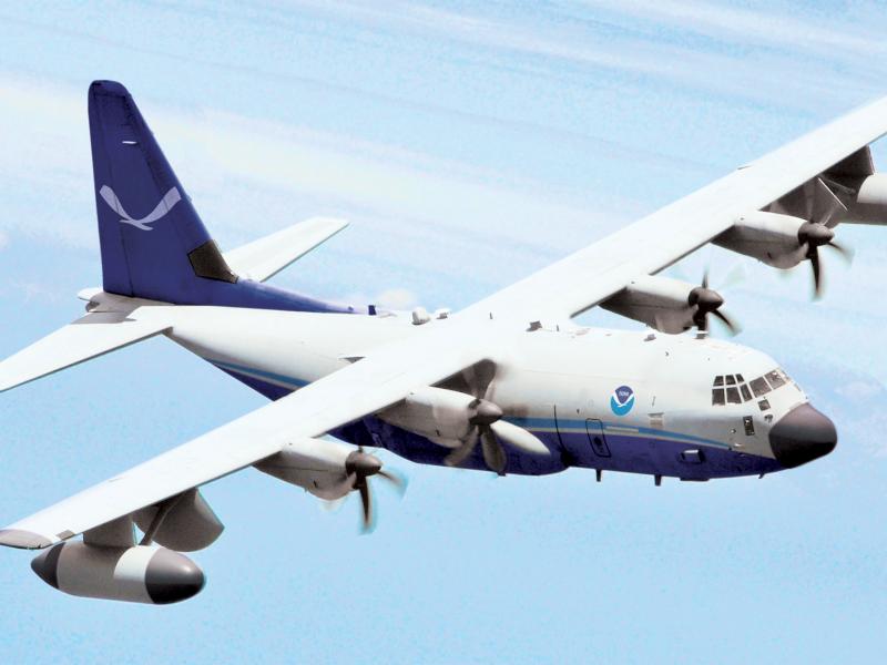 Artist's rendering of a NOAA C-130J aircraft