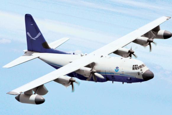 Artist's rendering of a NOAA C-130J aircraft