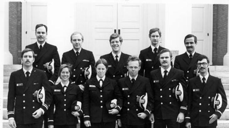 Front Row: (left to right) David Waltz, Karin Lerch, Susan Ludwig, Walter Latimer, Lee Doering, Steve Snyder Back Row: David Min