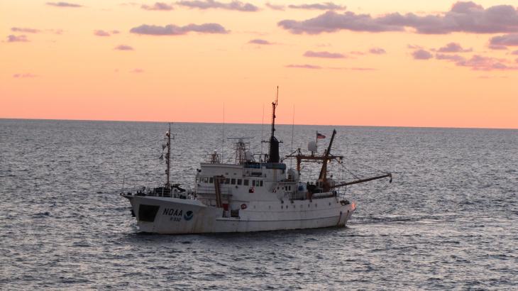 NOAA Ship Oregon II at sunset