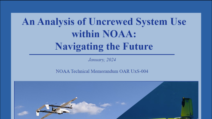 Cover of the white 'An Analysis of Uncrewed System Use within NOAA: Navigating the Future'