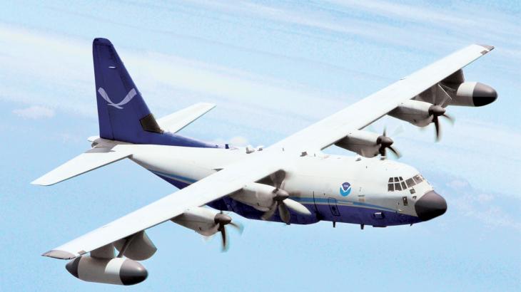 Artist's rendering of a NOAA C-130J aircraft