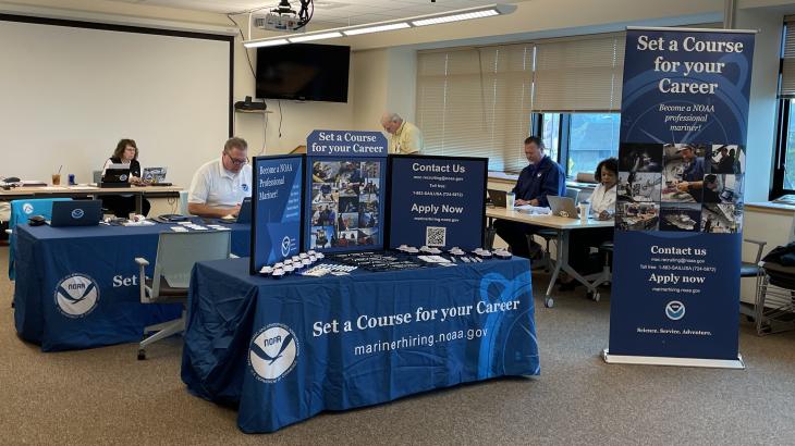 NOAA recruiters at a professional mariner hiring event