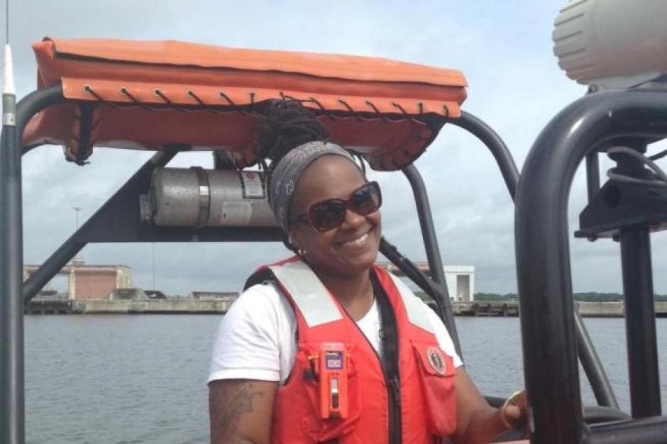 A NOAA boatswain on a small boat.