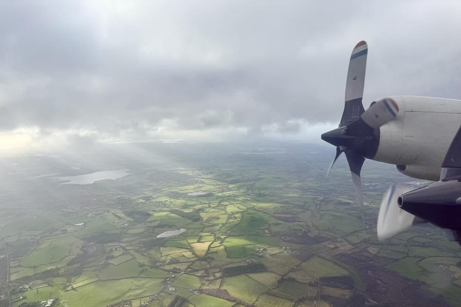 Ireland as seen from the window of a NOAA Lockheed WP-3D Orion aircraft