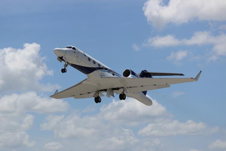 NOAA Gulfstream IV-SP taking off from Lakeland Linder Regional Airport